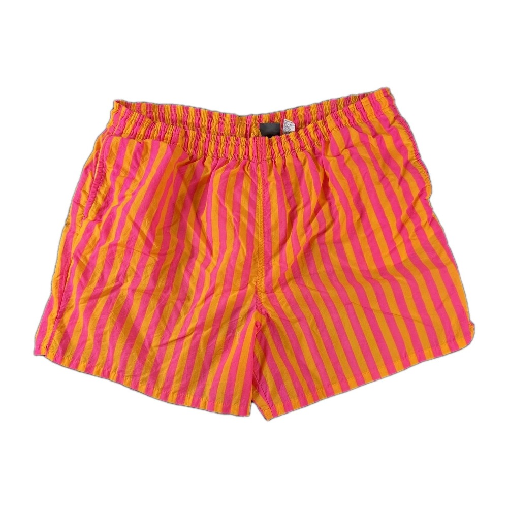 Express Swim Shorts XL Neon Pink Orange Stripe Retro Y2K Boardwalkcore